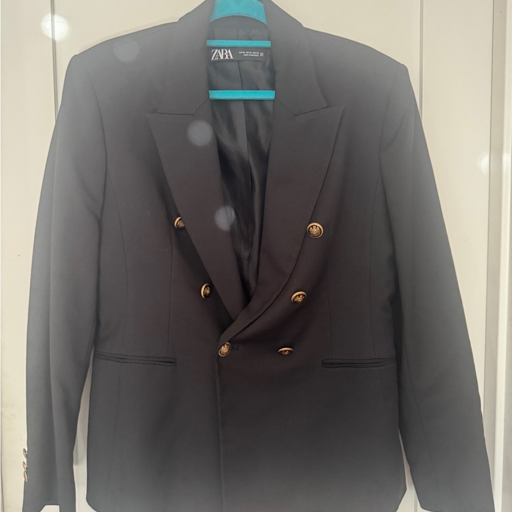 Zara Black Blazer with Gold Buttons